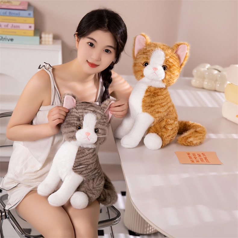 跨境 黑白棕灰猫咪站立礼物可爱 毛绒玩具 公仔新品 批发现货详情6