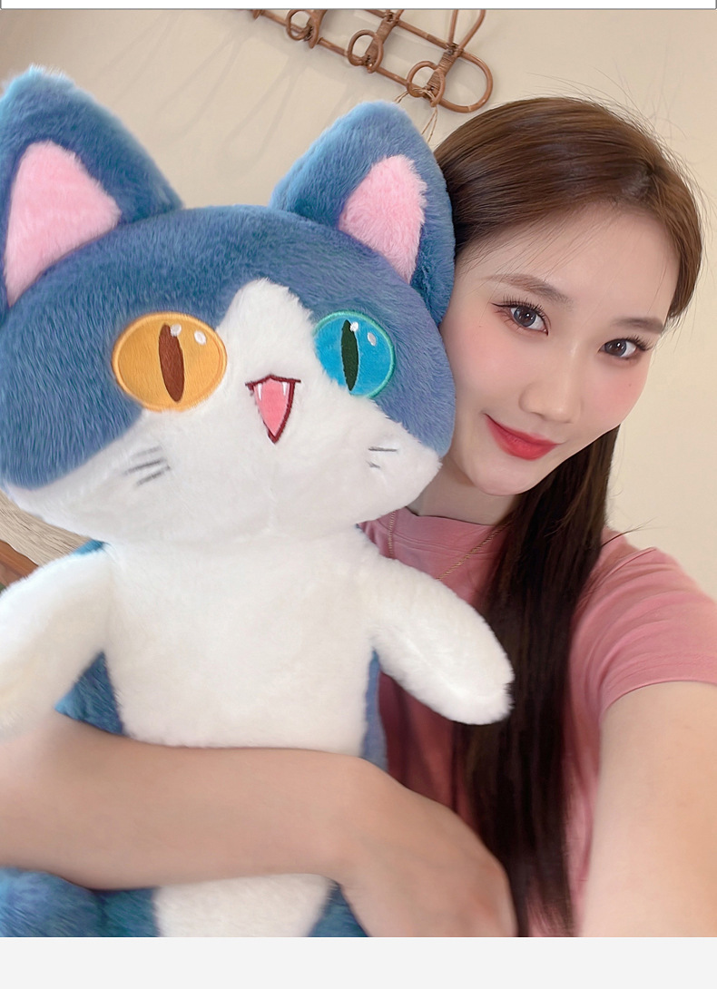 New long shark cat plush pillow, a cute gift for girls with heteropic eyes, and a cartoon plush toy doll pic 9