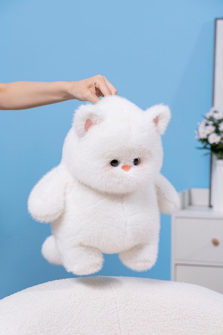 跨境新款毛绒玩具公仔白色猫咪玩偶喵它崽可爱软萌猫咪抱枕生日详情1