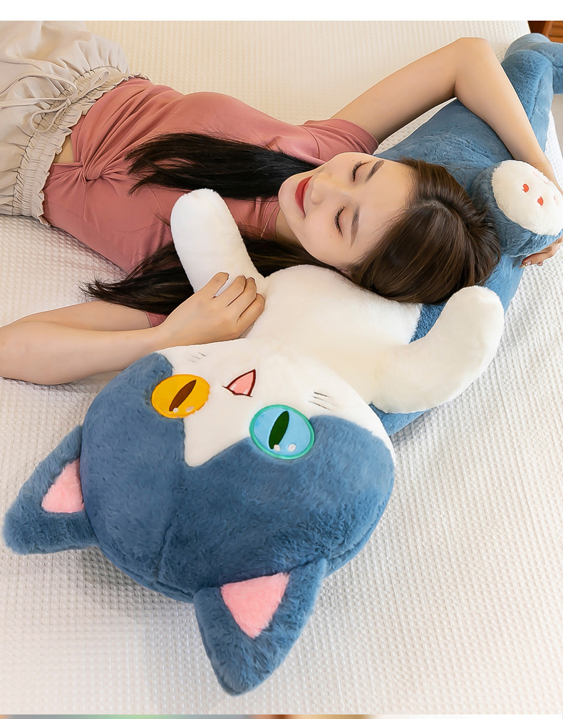 New long shark cat plush pillow, a cute gift for girls with heteropic eyes, and a cartoon plush toy doll pic 5