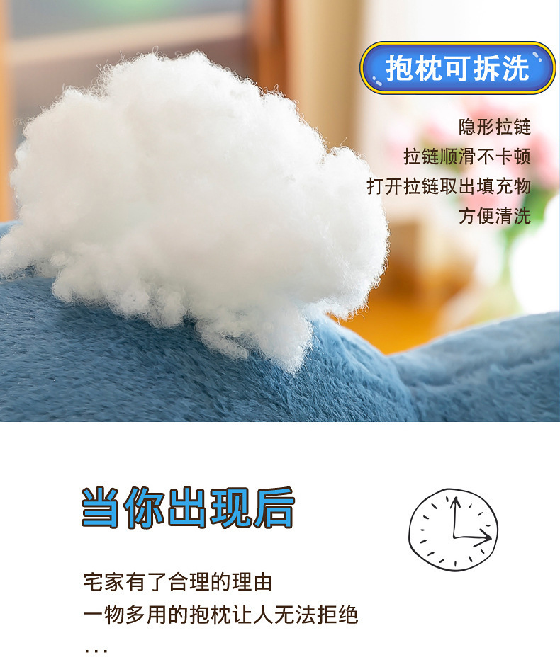 New long shark cat plush pillow, a cute gift for girls with heteropic eyes, and a cartoon plush toy doll pic 6