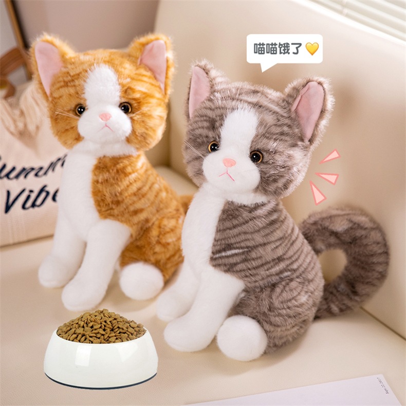 跨境 黑白棕灰猫咪站立礼物可爱 毛绒玩具 公仔新品 批发现货详情18