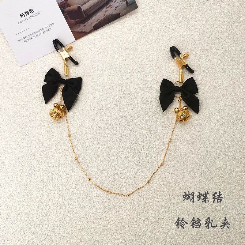 情趣用品乳夹SM蝴蝶结珠链乳夹调情用品详情3