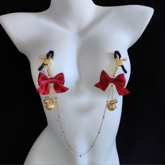 情趣用品乳夹SM蝴蝶结珠链乳夹调情用品详情7