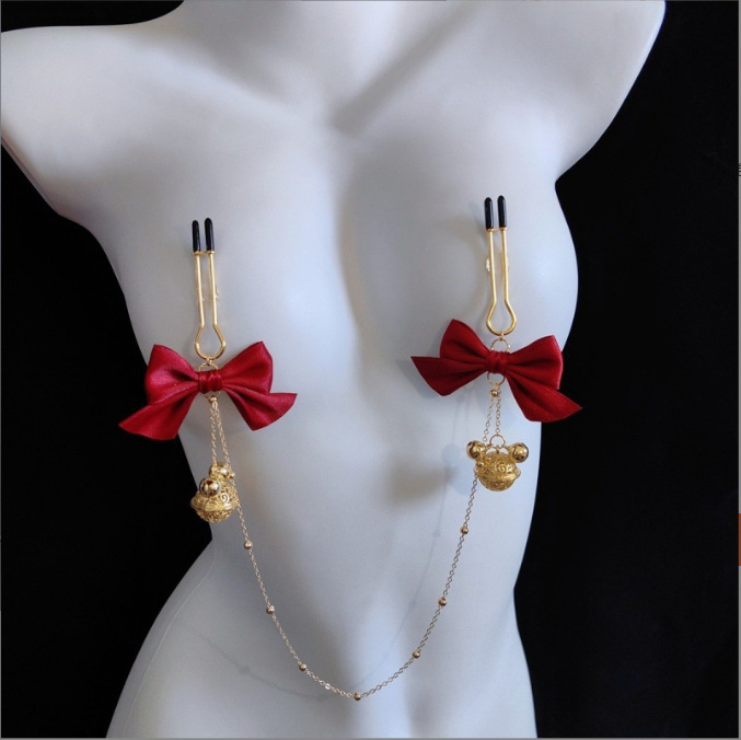 情趣用品乳夹SM蝴蝶结珠链乳夹调情用品详情8