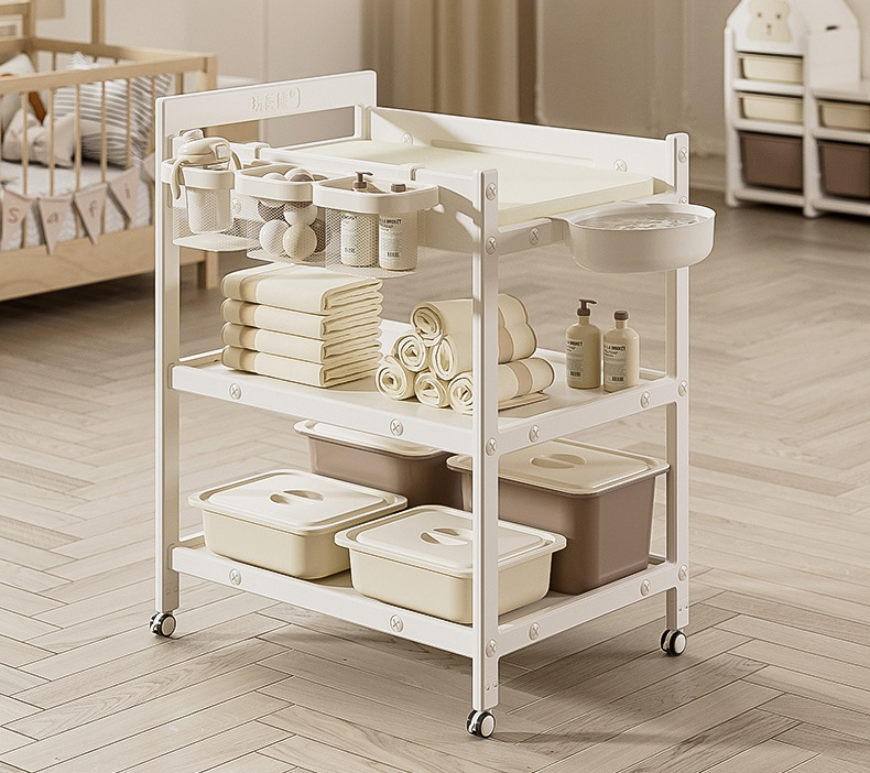 宝宝尿布台小婴儿床新生儿护理台宝宝床按摩抚触台可移动换尿布床详情2