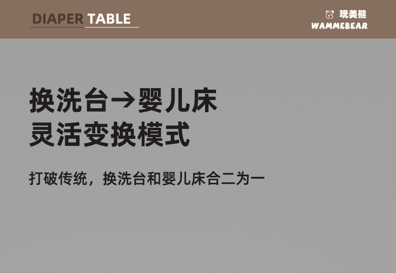 儿童尿布台婴儿护理台新生儿按摩抚触台宝宝小床可移动置物架收纳婴童用品儿童床详情5