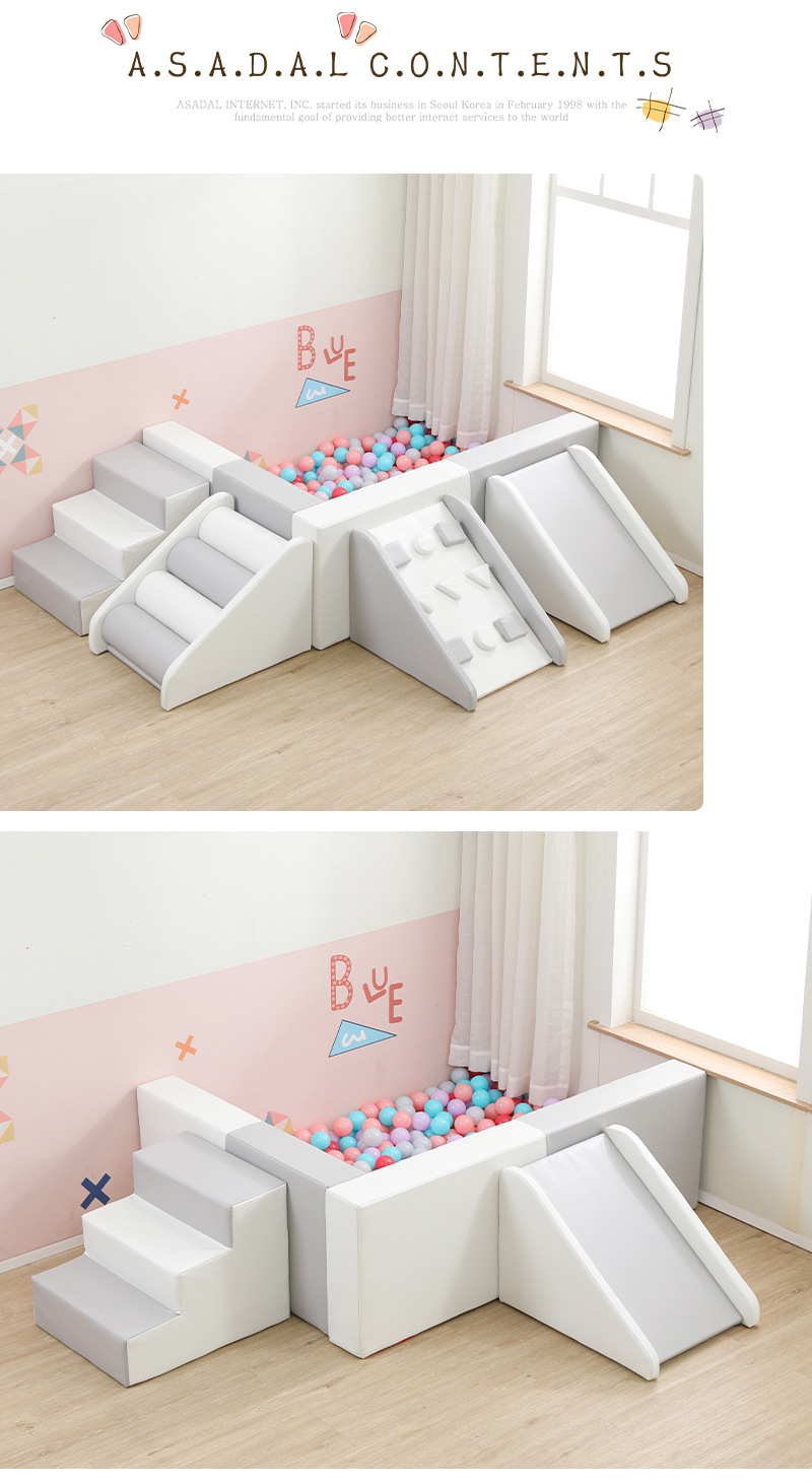 Children's climbing slide, soft ball pool, early education soft indoor playground, soft-padded ball pool, combination fence, wave ocean pic 15