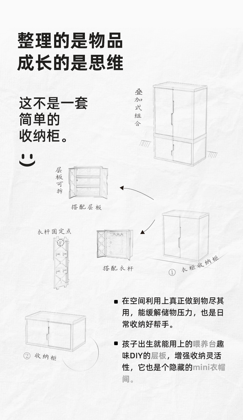 儿童玩具衣柜宝宝衣物收纳柜婴儿衣柜组合家用大容量储物柜置物架详情5