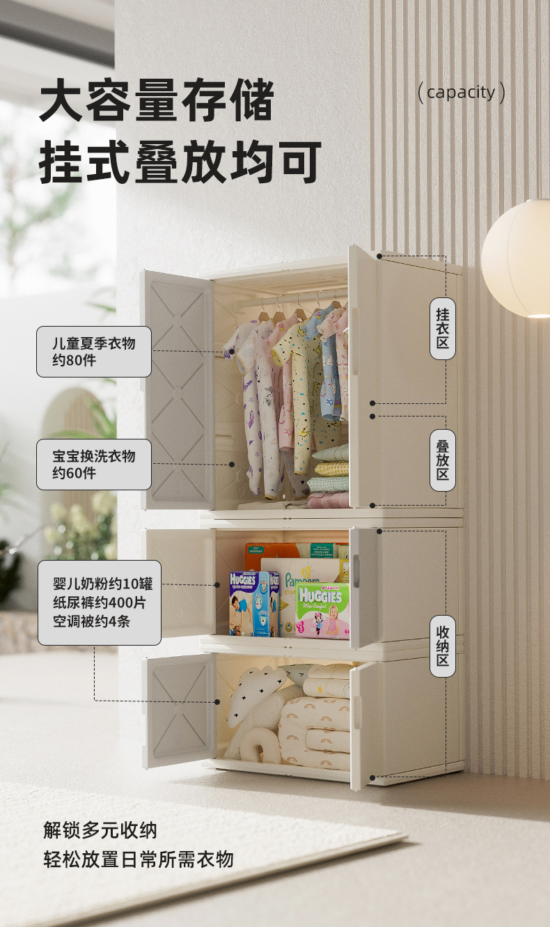 儿童玩具衣柜宝宝衣物收纳柜婴儿衣柜组合家用大容量储物柜置物架详情17