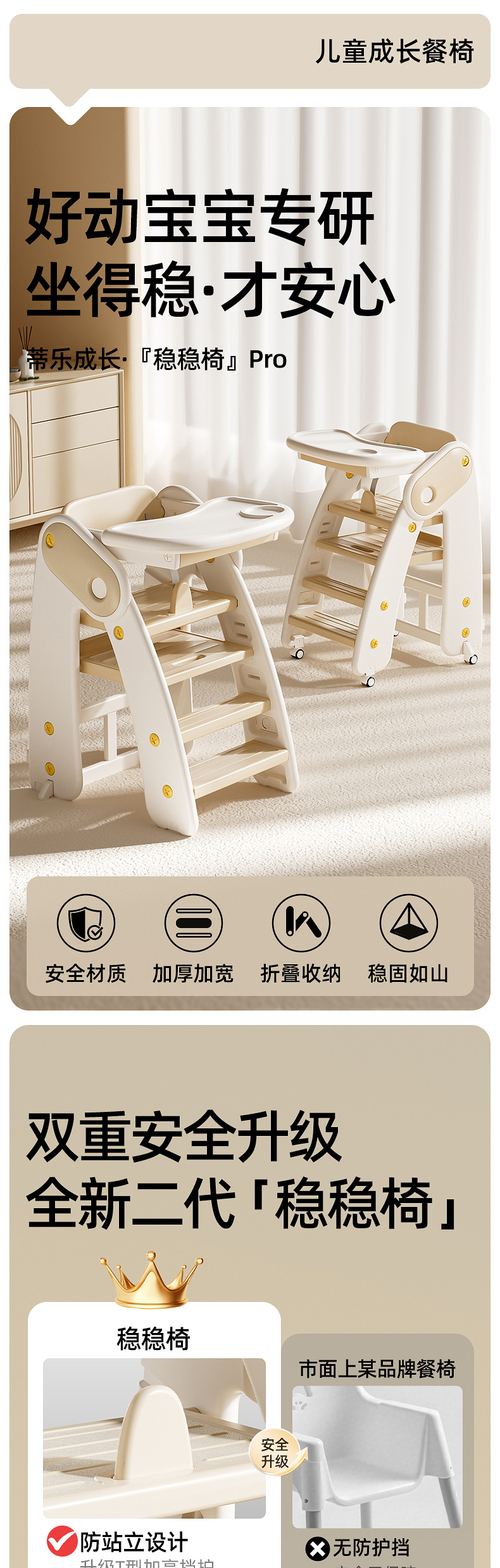 多功能餐椅儿童家用可折叠踩脚凳婴儿成长椅吃饭学坐专用宝宝餐椅儿童安全座椅详情1