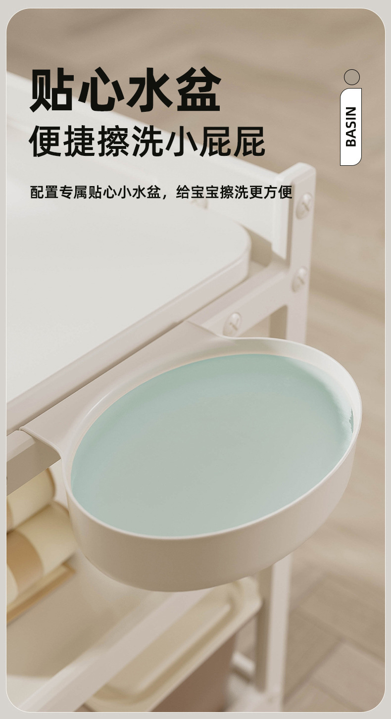 宝宝尿布台小婴儿床新生儿护理台宝宝床按摩抚触台可移动换尿布床详情13