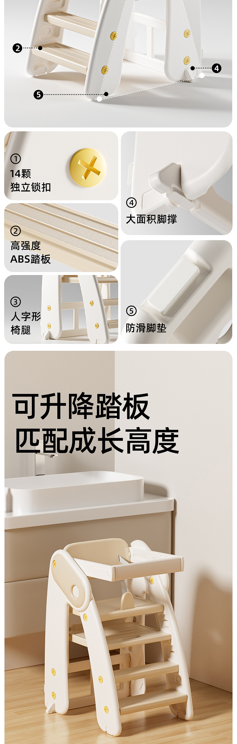 多功能餐椅儿童家用可折叠踩脚凳婴儿成长椅吃饭学坐专用宝宝餐椅儿童安全座椅详情7