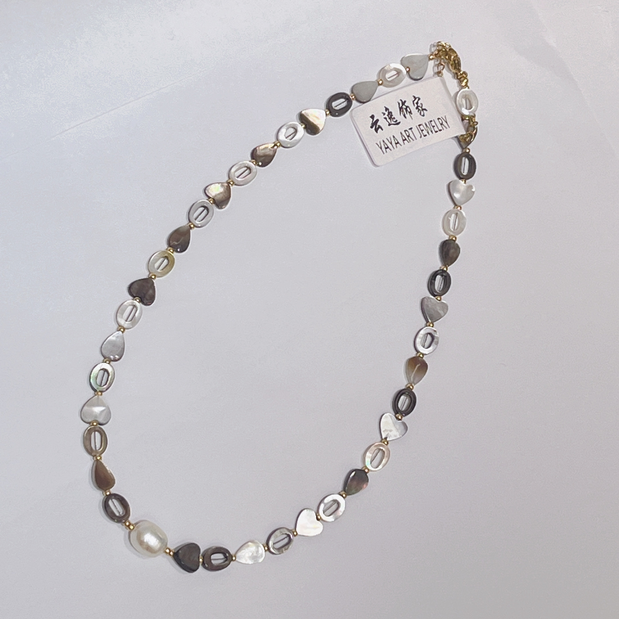 Yunyi Shijia Shell Necklace with carved geometric shapes freshwater pearl jewelry wholesale Original necklace, freshwater pearl exaggerated necklace pic 4