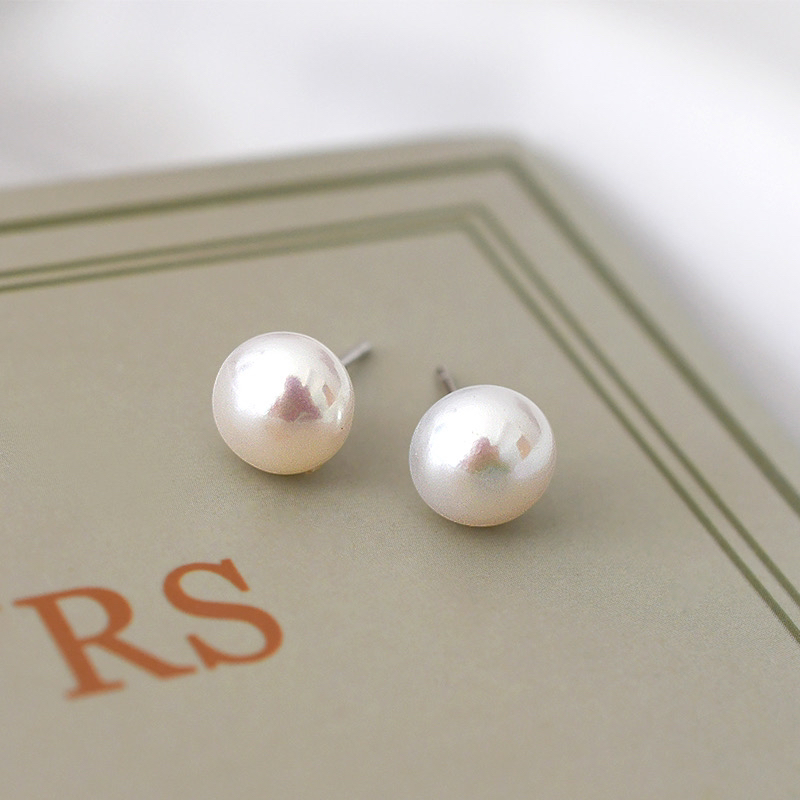 Yunyi Shijia Natural freshwater Pearl Stud Earrings Simple Large Pearl Stud Earrings Silver Needle in stock wholesale Factory store pic 4