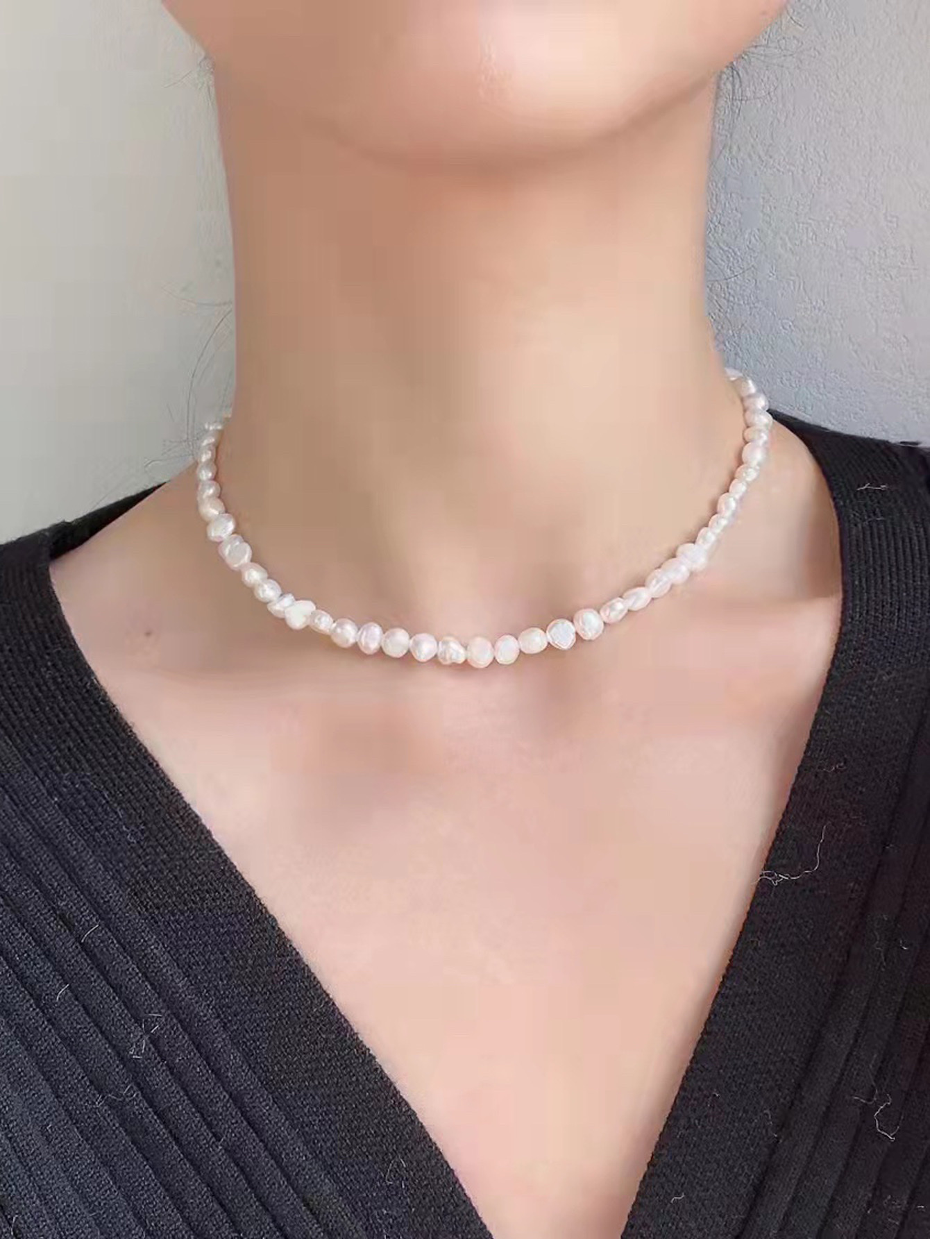 Yunyi Shijia Freshwater Pearl Necklace, Irregular natural pearl collarbone chain, Pearl necklace, personalized jewelry layer-wearing factory direct sales pic 1