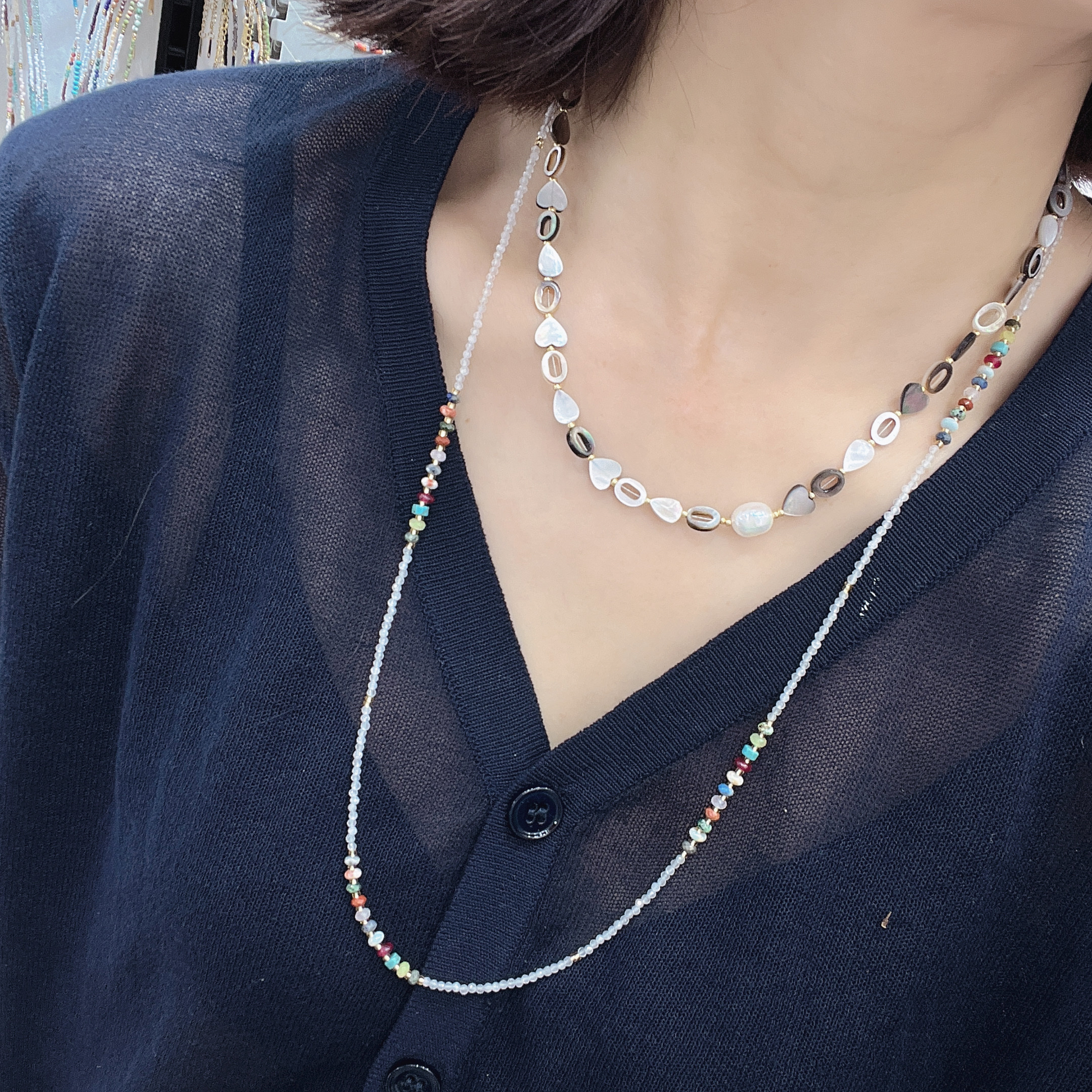 Yunyi Shijia Shell Necklace with carved geometric shapes freshwater pearl jewelry wholesale Original necklace, freshwater pearl exaggerated necklace pic 9