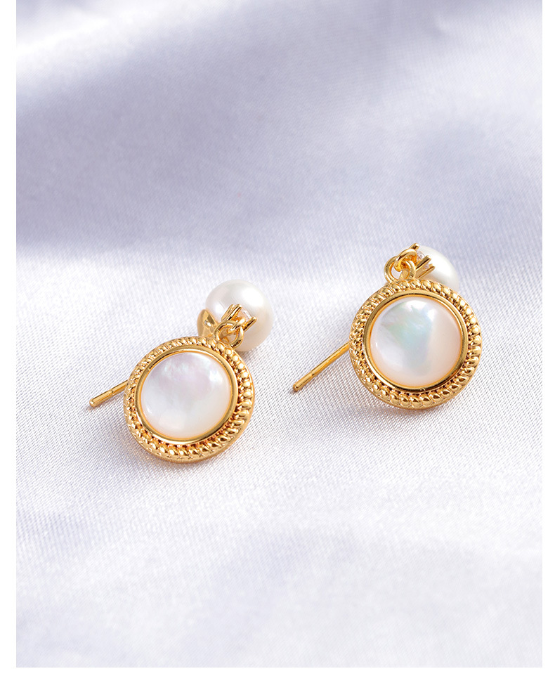 Yunyi Shijia French Niche retro Light Luxury Earrings, simple and elegant female style earrings, natural freshwater pearl earrings wholesale factory direct sales, in stock pic 6