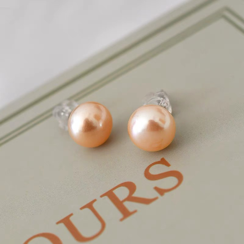 Yunyi Shijia Natural freshwater Pearl Stud Earrings Simple Large Pearl Stud Earrings Silver Needle in stock wholesale Factory store pic 2