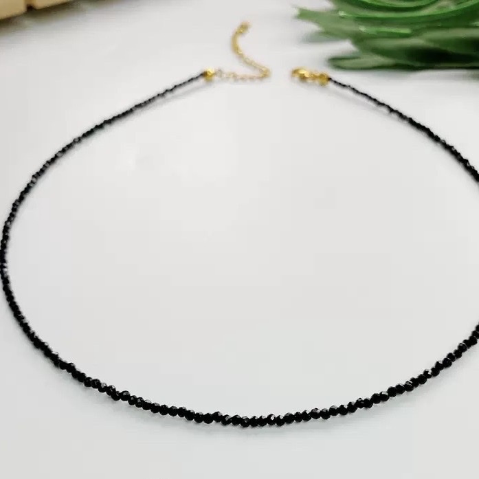 云逸饰家 黑色极简锁骨链 叠戴神器 百搭项链 颈链小号水晶项链饰品批发详情4