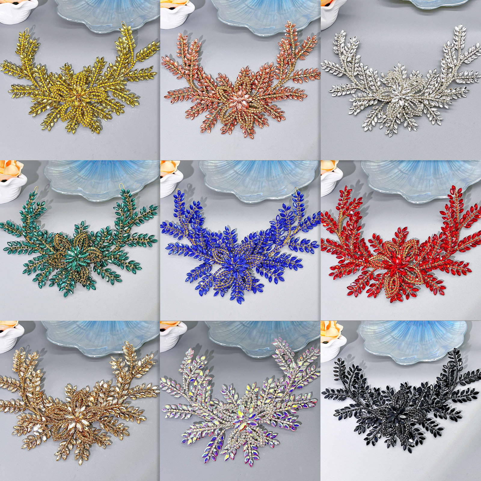 2025 Handcrafted rhinestone Bridal headwear, Heavy diamond-encrusted leaf and flower Wedding hair accessory DZ135 pic 15