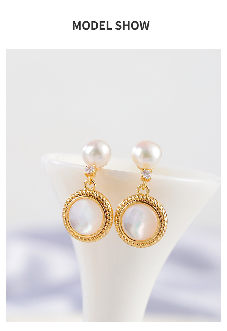 Yunyi Shijia French Niche retro Light Luxury Earrings, simple and elegant female style earrings, natural freshwater pearl earrings wholesale factory direct sales, in stock pic 3