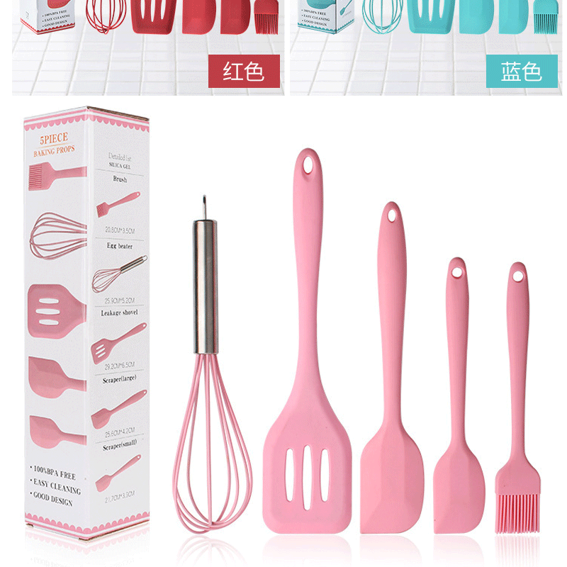 Silicone spatula, scraper, brush, egg beater, 5-piece set of silicone kitchenware, kitchen utensil set, kitchen cooking utensils pic 9