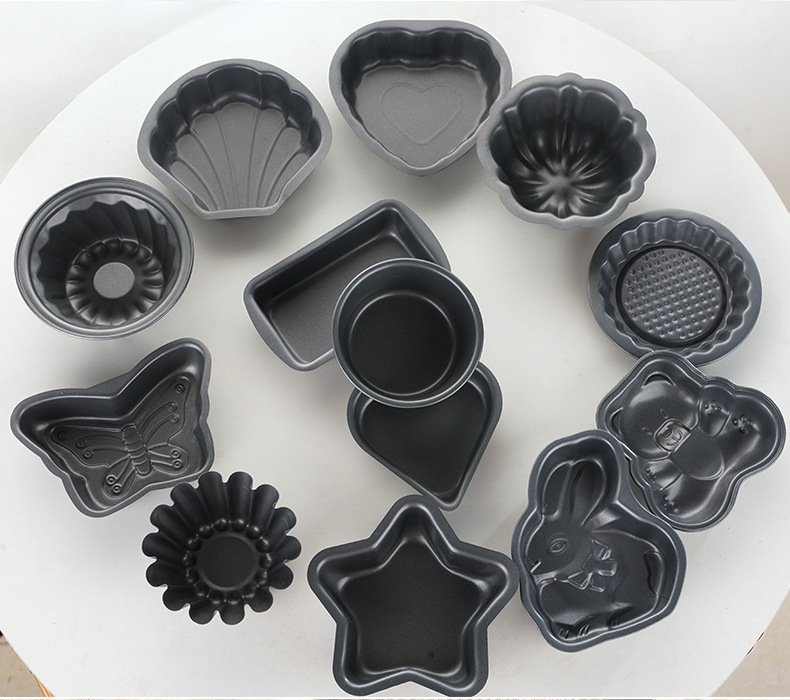 4-inch multiple mini cake molds, non-stick heart-shaped, round, square, cartoon pattern baking tools, small cake molds pic 12