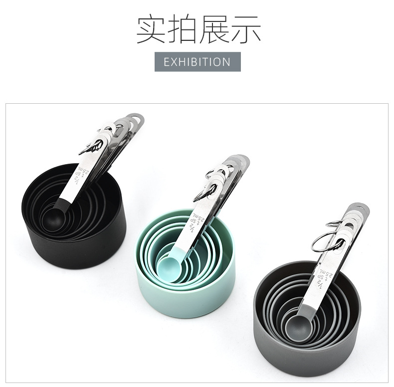 Measuring spoon, measuring cup, plastic measuring spoon, stainless steel handle with scale, kitchen baking tool 8-piece set, multi-functional pic 11