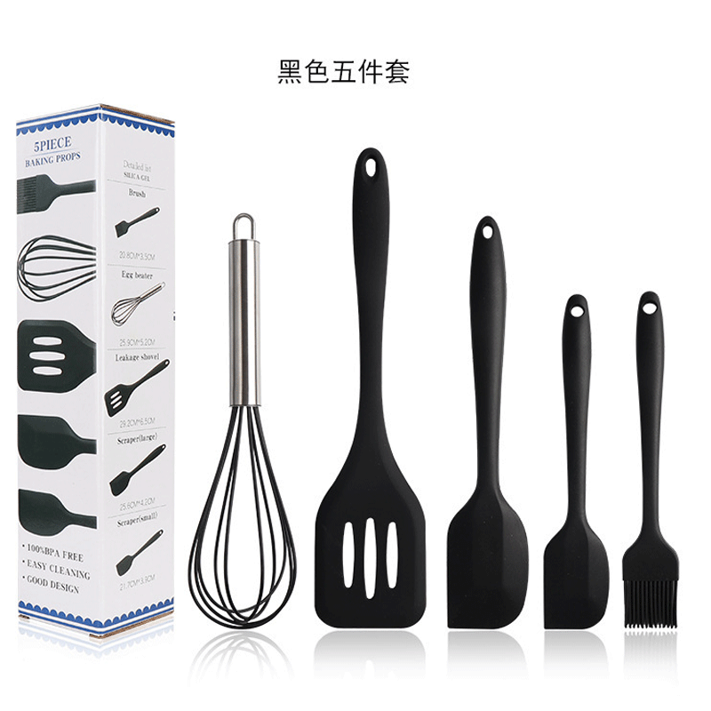 Silicone spatula, scraper, brush, egg beater, 5-piece set of silicone kitchenware, kitchen utensil set, kitchen cooking utensils pic 11