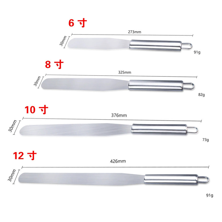 In-stock baking tools: cream spatula 430, stainless steel cake scraper, food-grade spatula sizes 6, 8, 10, 12 pic 7