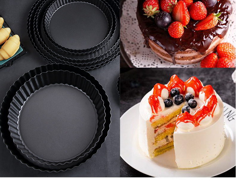 Lace cake mold, round non-stick wavy edge live base mold, chrysanthemum live base pie plate, tart plate, pizza plate, baking pic 8