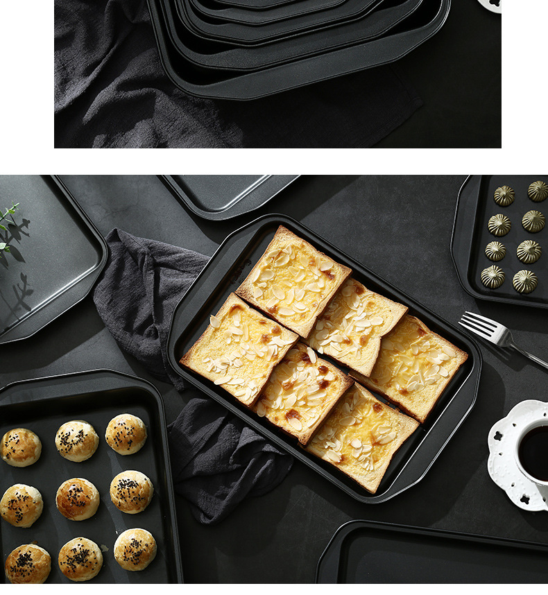 XJ80 factory direct supply carbon steel rectangular deep octagonal square plate, non-stick DIY cake pizza plate for baking pic 9