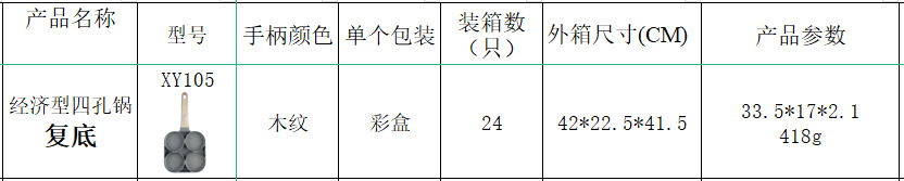 XY105 Egg burger pan, a household egg frying pan with a non-stick bottom, a four-hole breakfast frying pan, and a die-cast flat bottom pic 1