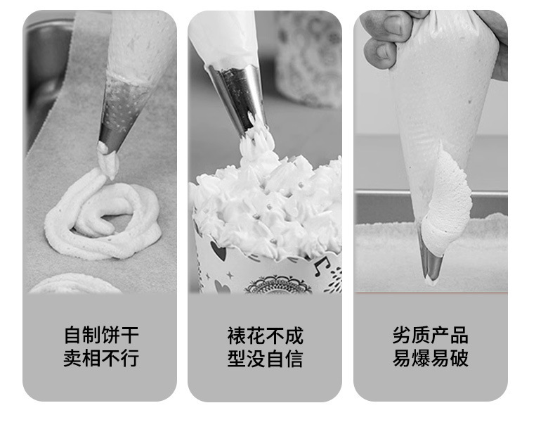 Silicone piping bag, transparent, cream bag supplies, baking tools, piping gun, piping nozzle set, and seam sealing pic 3