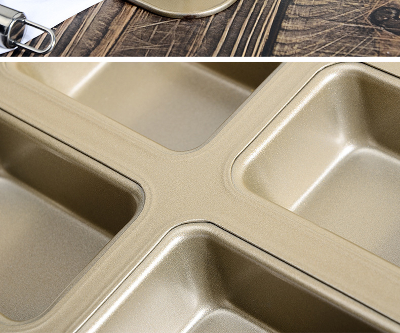 Factory direct sales of carbon steel rectangular Fernandez cake molds, 8 pieces of non-stick golden cookie baking tools pic 10