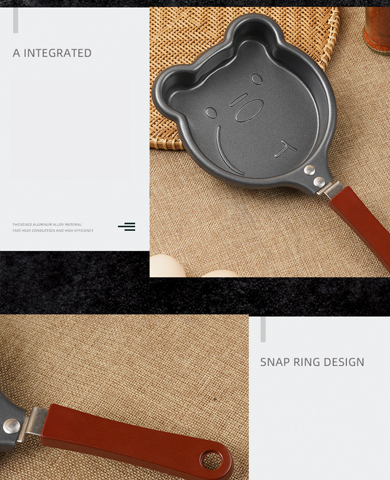 Cartoon frying pan, 14cm flat pan, egg pan, non-stick pan, home breakfast pan, animal mini heart-shaped frying pan pic 8