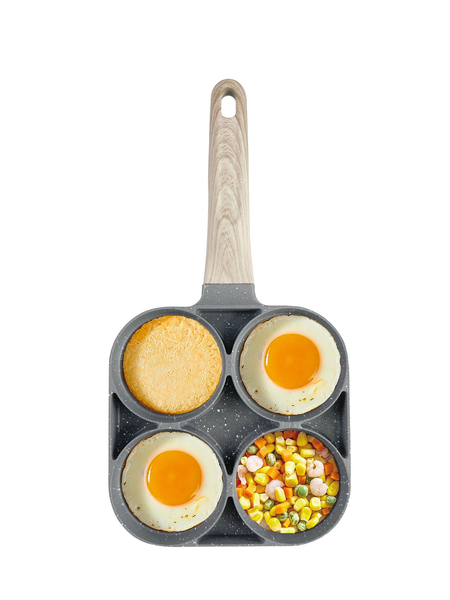 XY105 Egg burger pan, a household egg frying pan with a non-stick bottom, a four-hole breakfast frying pan, and a die-cast flat bottom pic 7