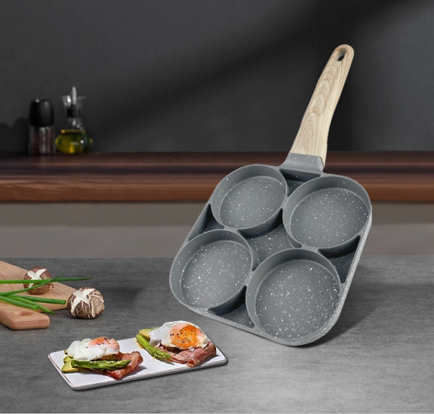 XY105 Egg burger pan, a household egg frying pan with a non-stick bottom, a four-hole breakfast frying pan, and a die-cast flat bottom pic 3