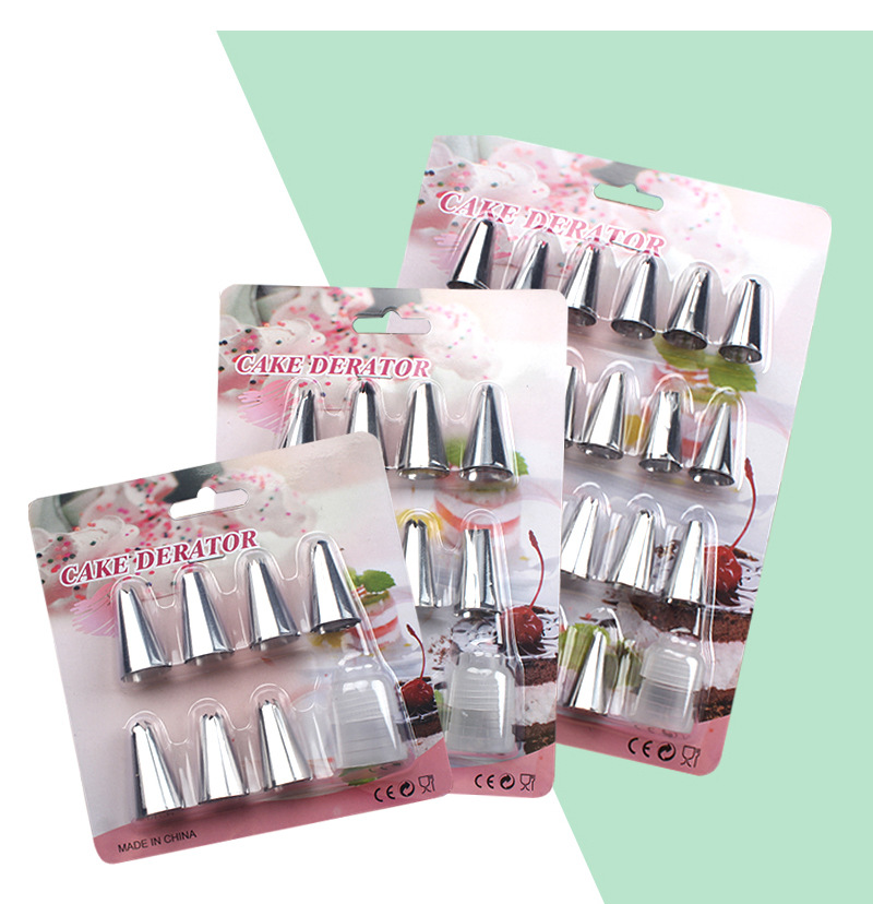 Stainless steel piping tip paper card set 6/9/24 head cream cake silicone piping bag set baking tools pic 9