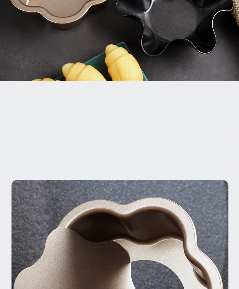 Plum blossom live base cake mold, 6-inch and 8-inch lace cake mold, household golden non-stick baking tray, oven baking tools pic 2