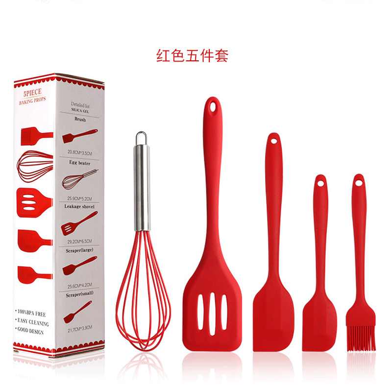Silicone spatula, scraper, brush, egg beater, 5-piece set of silicone kitchenware, kitchen utensil set, kitchen cooking utensils pic 10