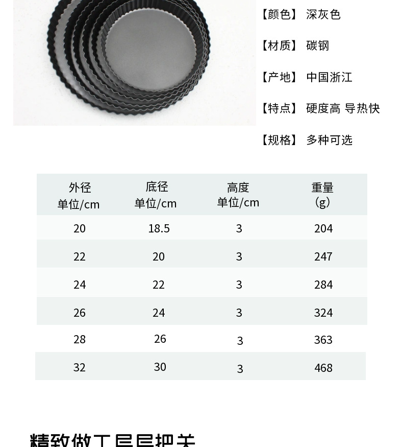 Fixed base non-stick chrysanthemum pie tray, 20-22-24-26-28-32cm, pizza home oven cake baking tray pic 3