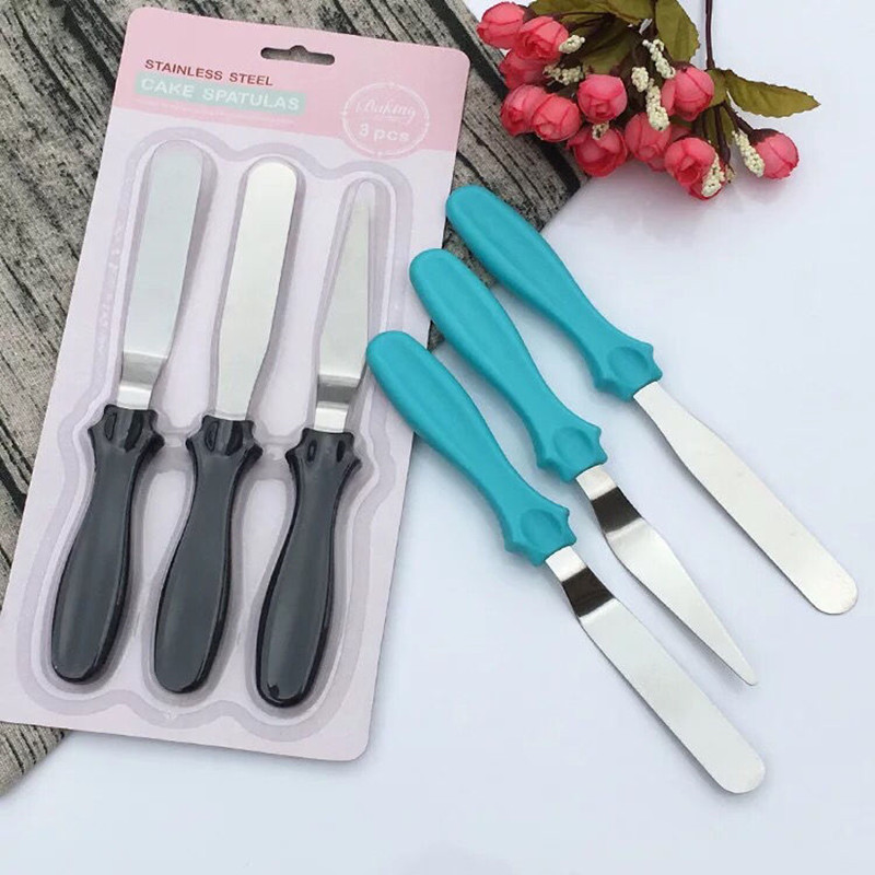 Three-piece cake spatula set: spatula, demolding knife, stainless steel smoothing knife, baking and decoration tool, cream smoothing wonder pic 1