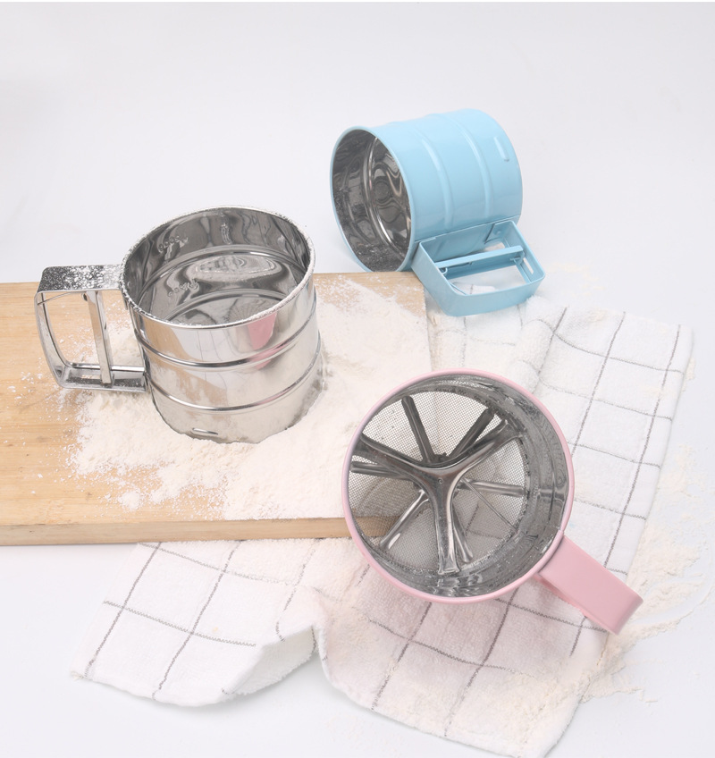 Stainless steel handheld flour sieve, baking tool, non-stick flour sieve, cup-type semi-automatic flour sieve pic 10