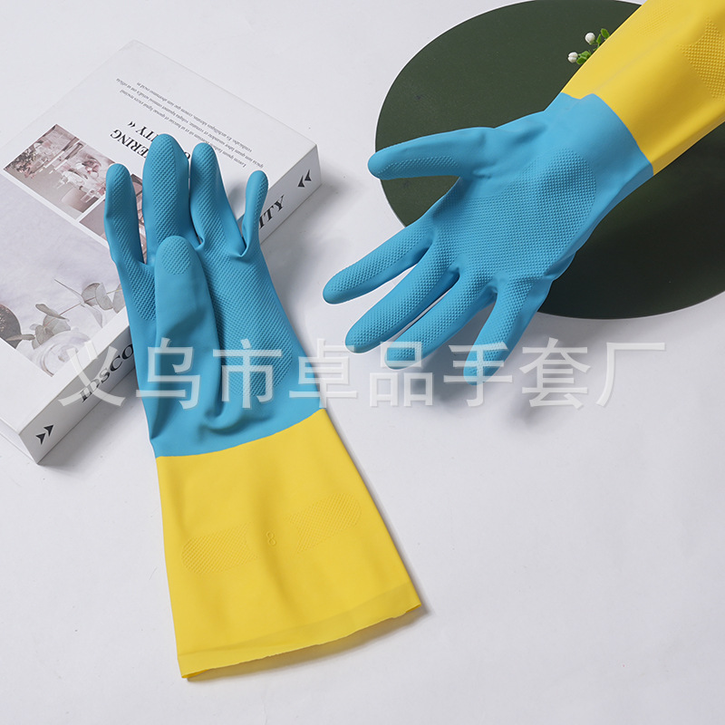 Green nitrile rubber protective acid and alkali resistant industrial gloves, oil-proof chemical thickened durable nitrile labor protection gloves pic 7