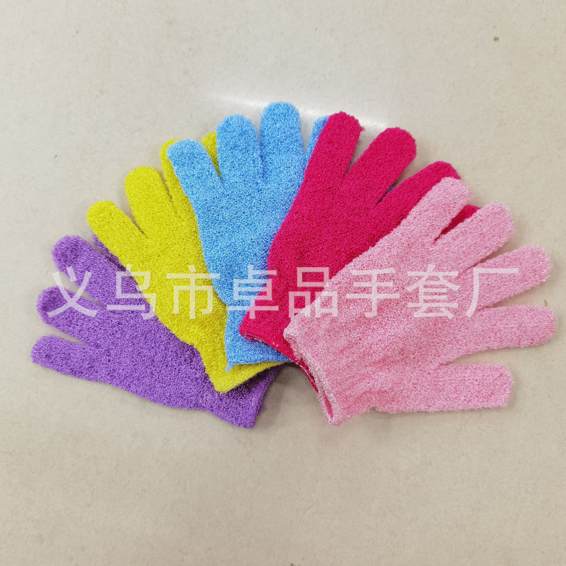 Korean five-finger bath and scrubbing gloves, a fashionable household nylon exfoliating glove and a perfect scrub bath glove pic 1