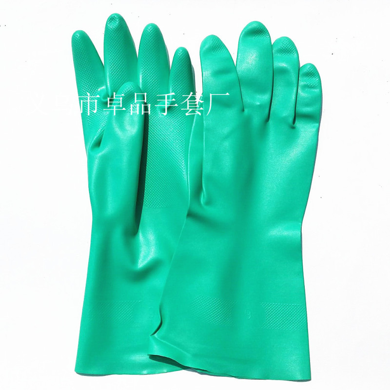 Green nitrile rubber protective acid and alkali resistant industrial gloves, oil-proof chemical thickened durable nitrile labor protection gloves pic 10