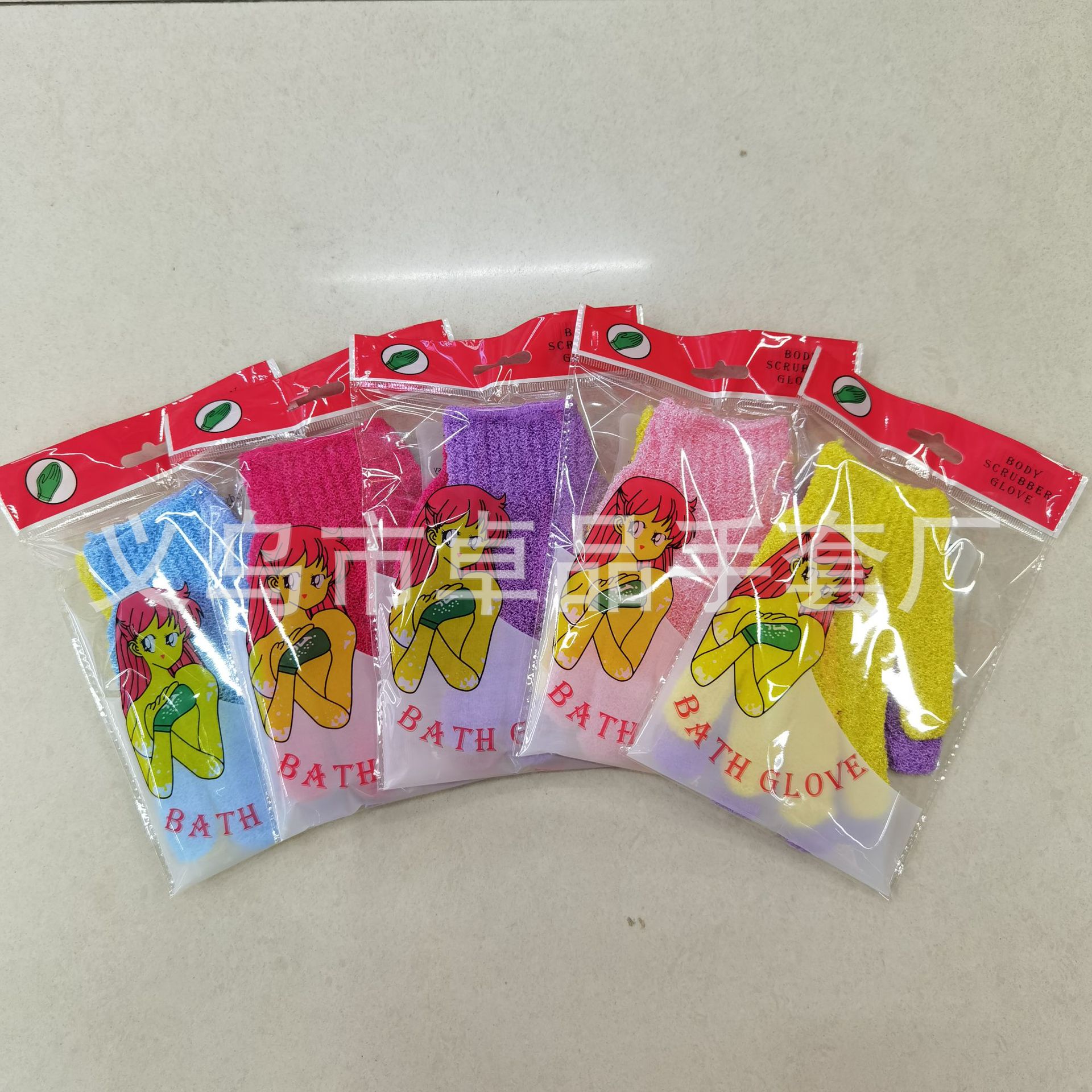 Korean five-finger bath and scrubbing gloves, a fashionable household nylon exfoliating glove and a perfect scrub bath glove pic 2