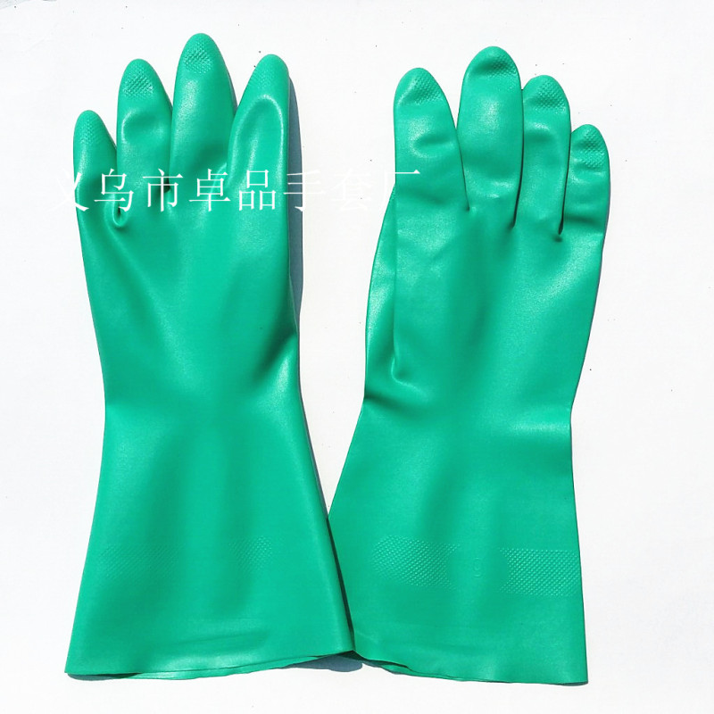 Green nitrile rubber protective acid and alkali resistant industrial gloves, oil-proof chemical thickened durable nitrile labor protection gloves pic 11